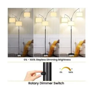 Lámpara de pie regulable 3 luces de arco para sala de_4