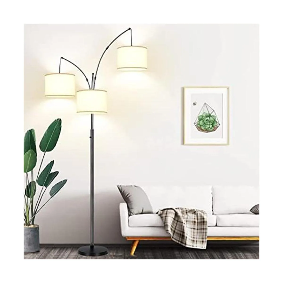 Lámpara de pie regulable 3 luces de arco para sala de_1