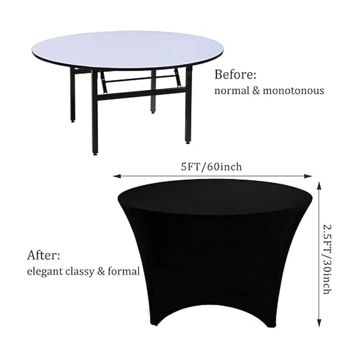 Paquete de 8 manteles redondos de elastano de 5 pies 60_2