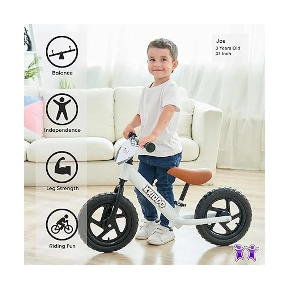 KRIDDO Bicicleta de equilibrio para niños pequeños de 2_2