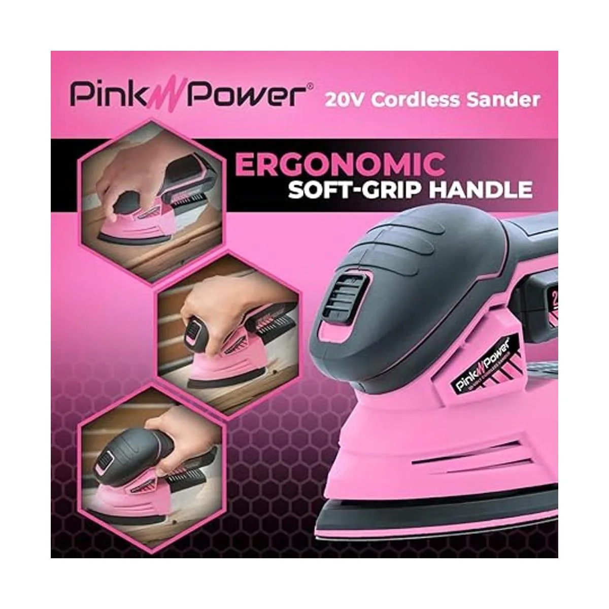 Pink Power Lijadora de detalles para carpintería lijadora_5