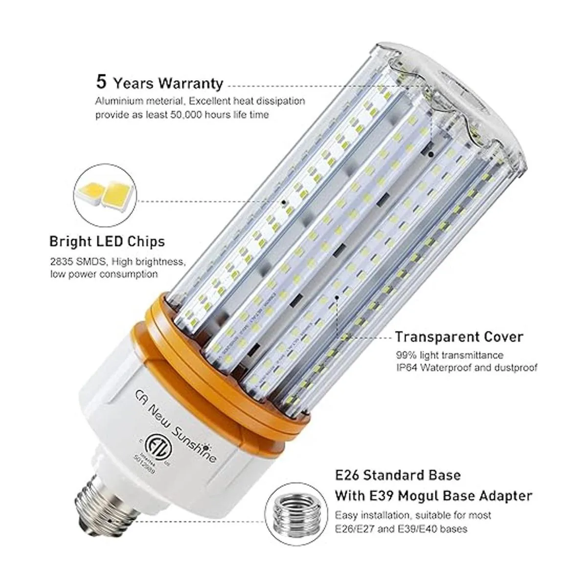Bombilla LED de maíz equivalente a 1000 W bombillas LED_3