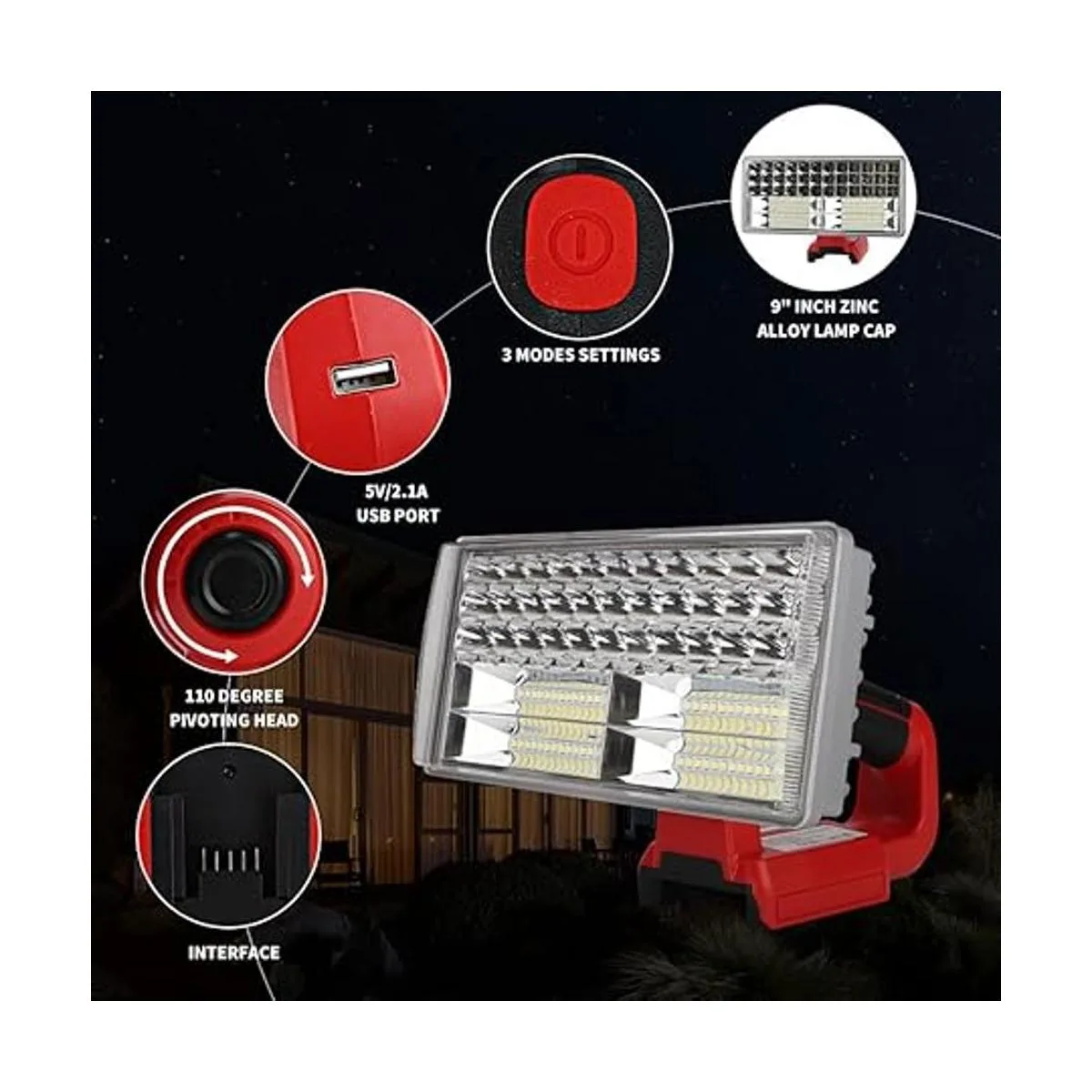 Linterna inalámbrica de 40 W para batería de iones de_5