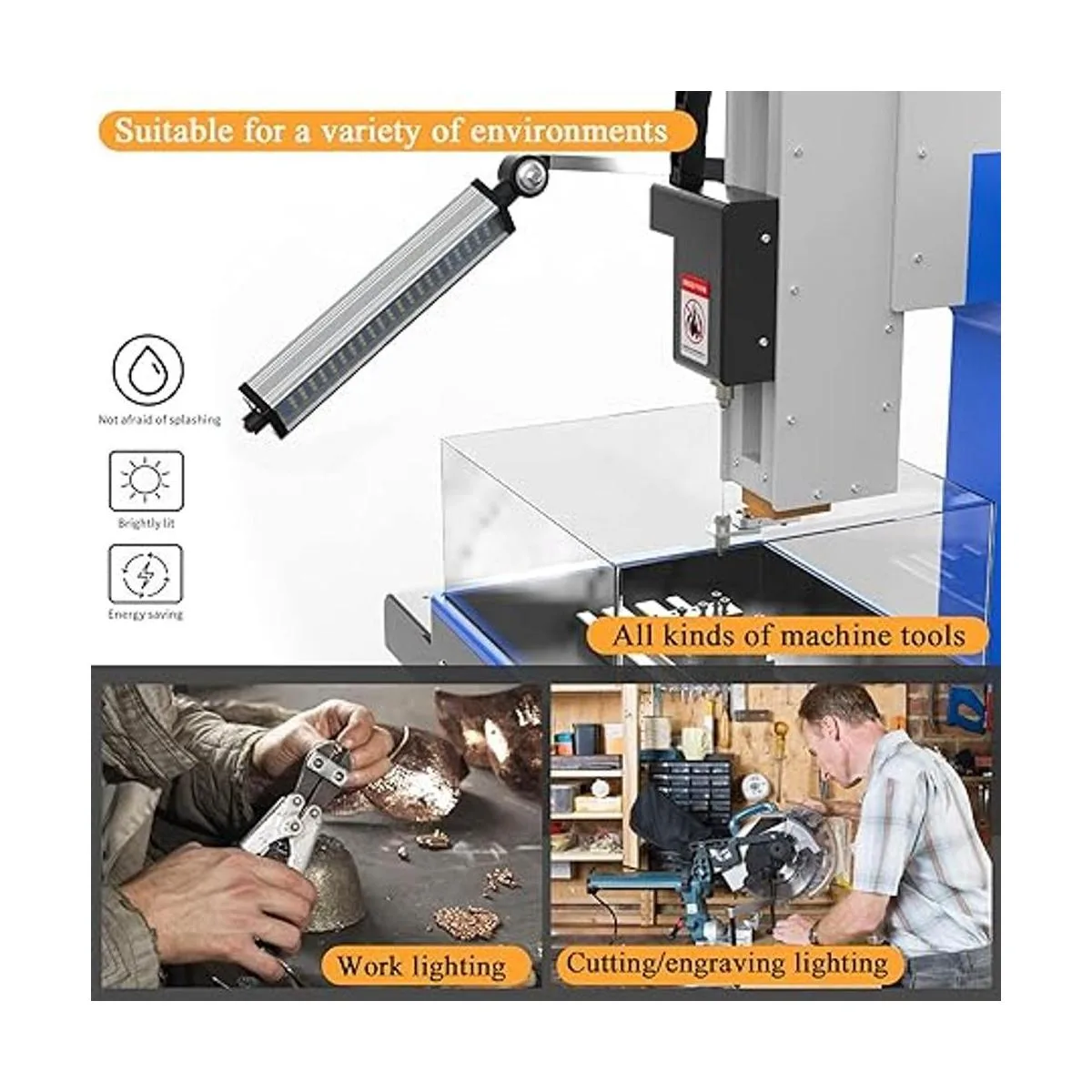 Luz LED de trabajo a máquina de 120 V 16 W impermeable_5