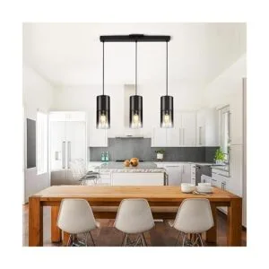 Lámpara colgante de isla de cocina negra industrial de_5