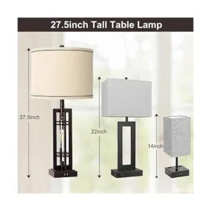 Juego de 2 lámparas de mesa con puertos USB lámpara de_2