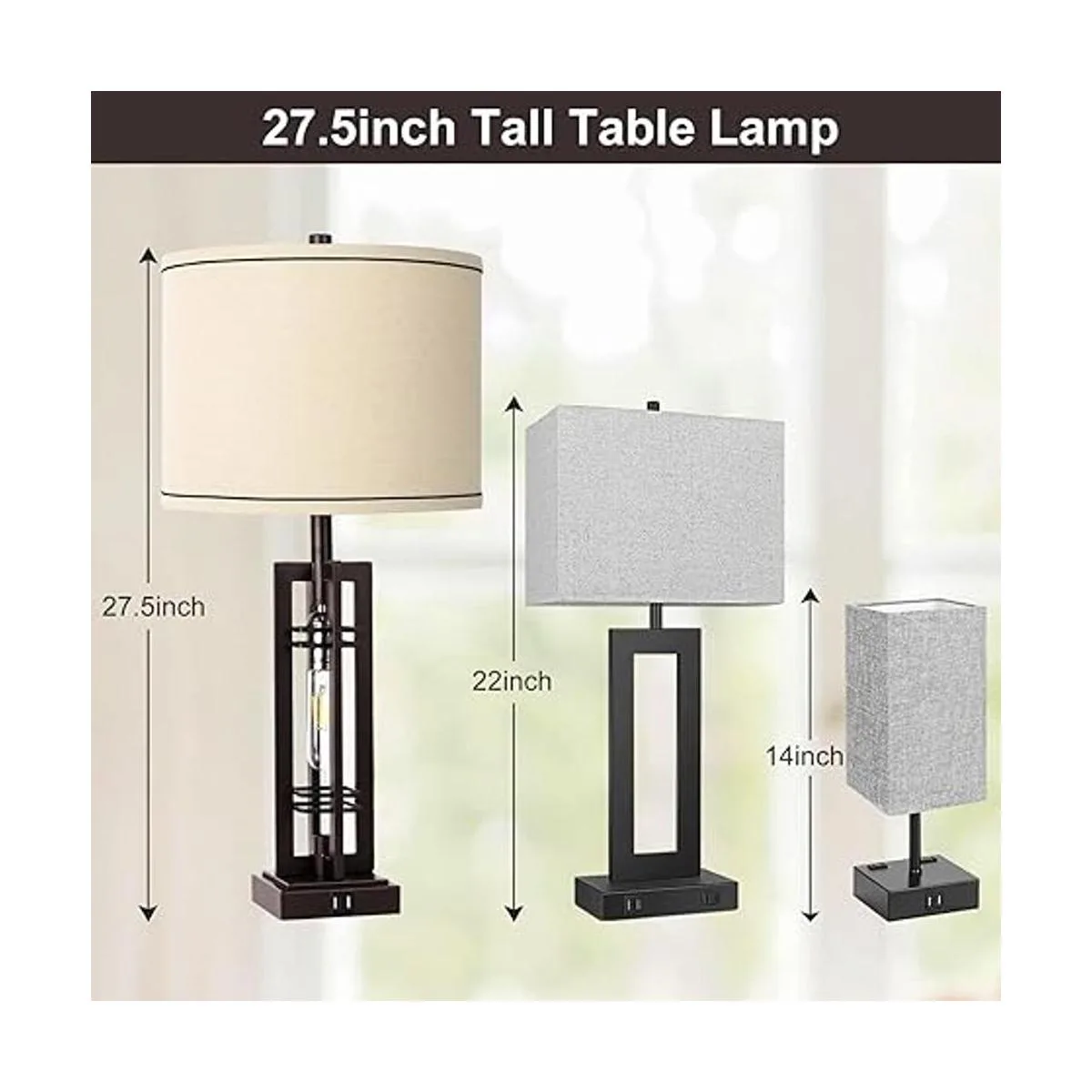 Juego de 2 lámparas de mesa con puertos USB lámpara de_2