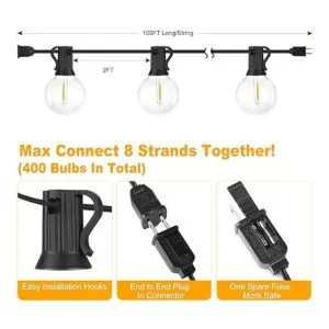 Cadena de luces LED G40 de 200 pies 100 x 2 para_5