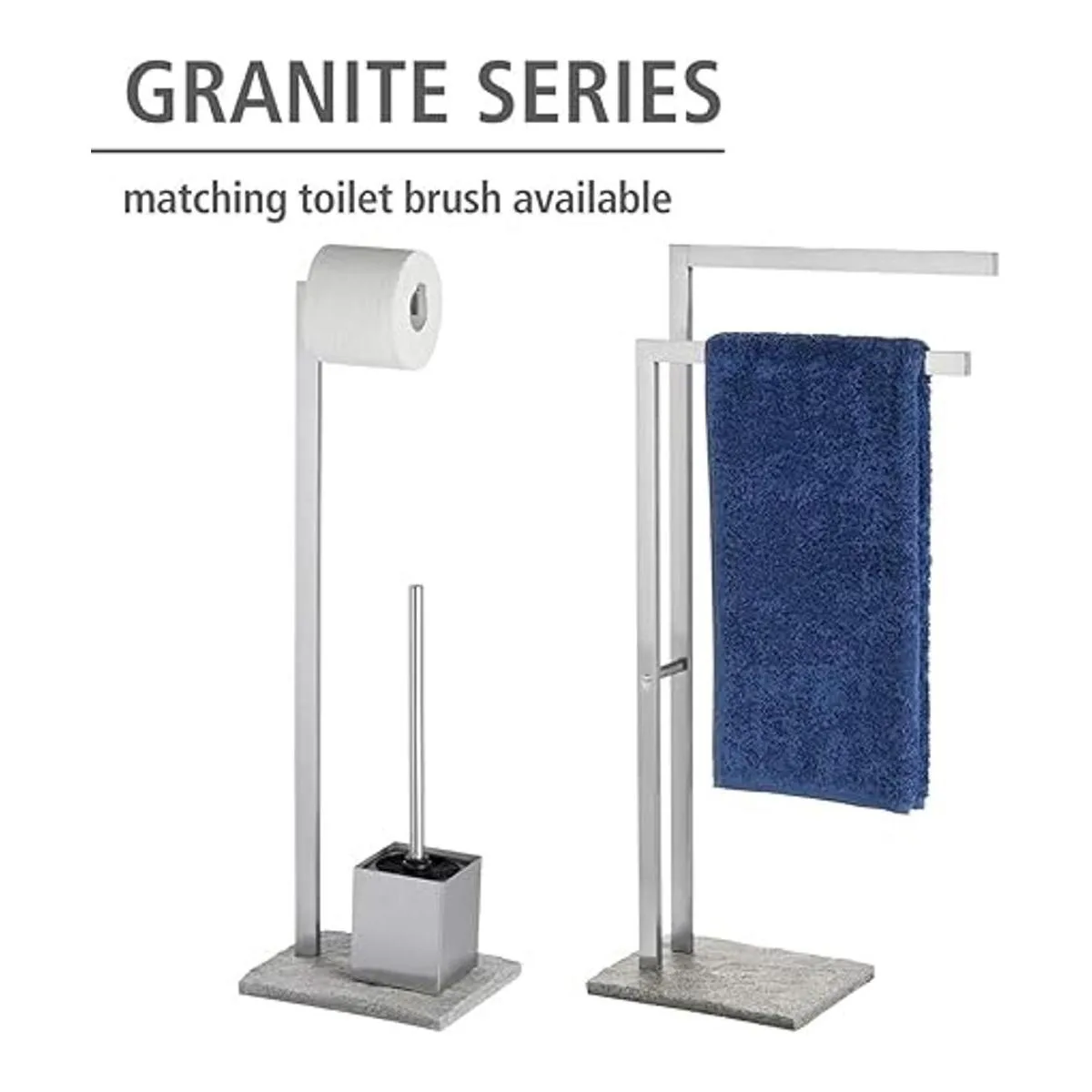 WENKO Granite Hand Towel Holder Stand for Bathroom Double_5