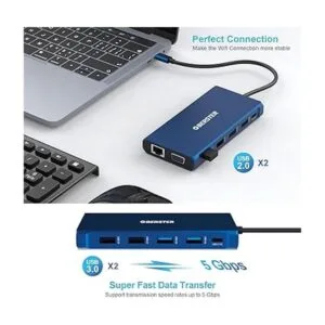 Estación de acoplamiento para laptop adaptador HDMI dual_5