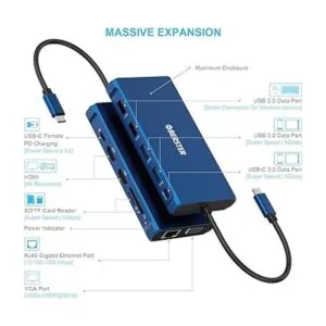 Estación de acoplamiento para laptop adaptador HDMI dual_2