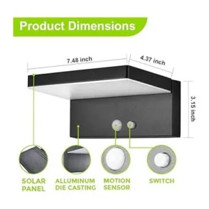 BRIMMEL Luces solares de pared de aluminio para_5