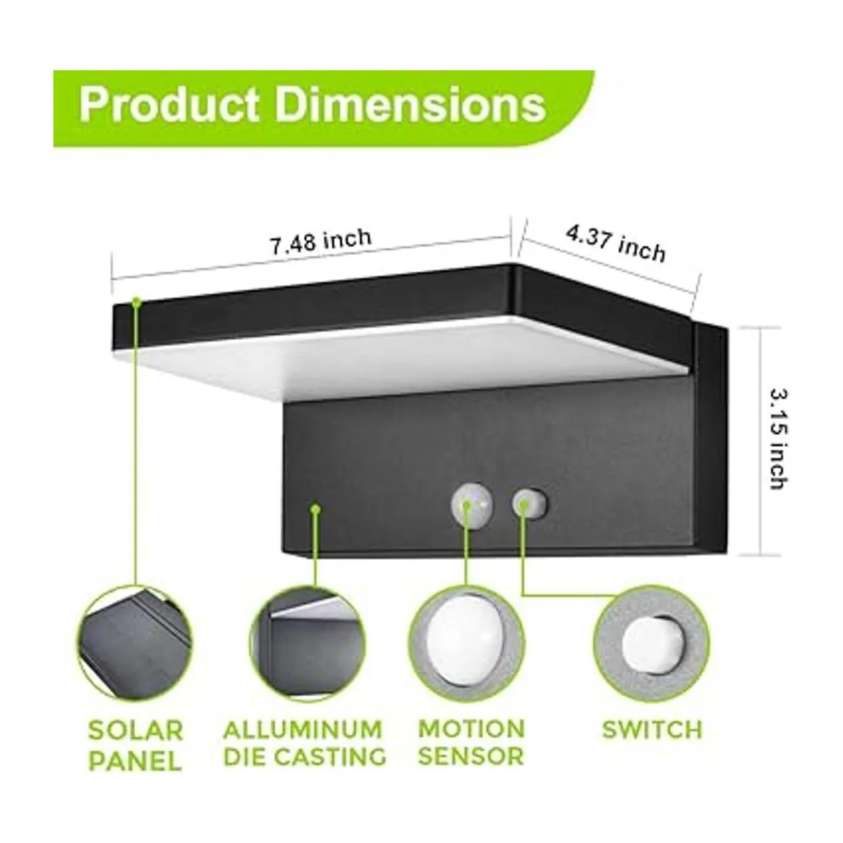 BRIMMEL Luces solares de pared de aluminio para_5