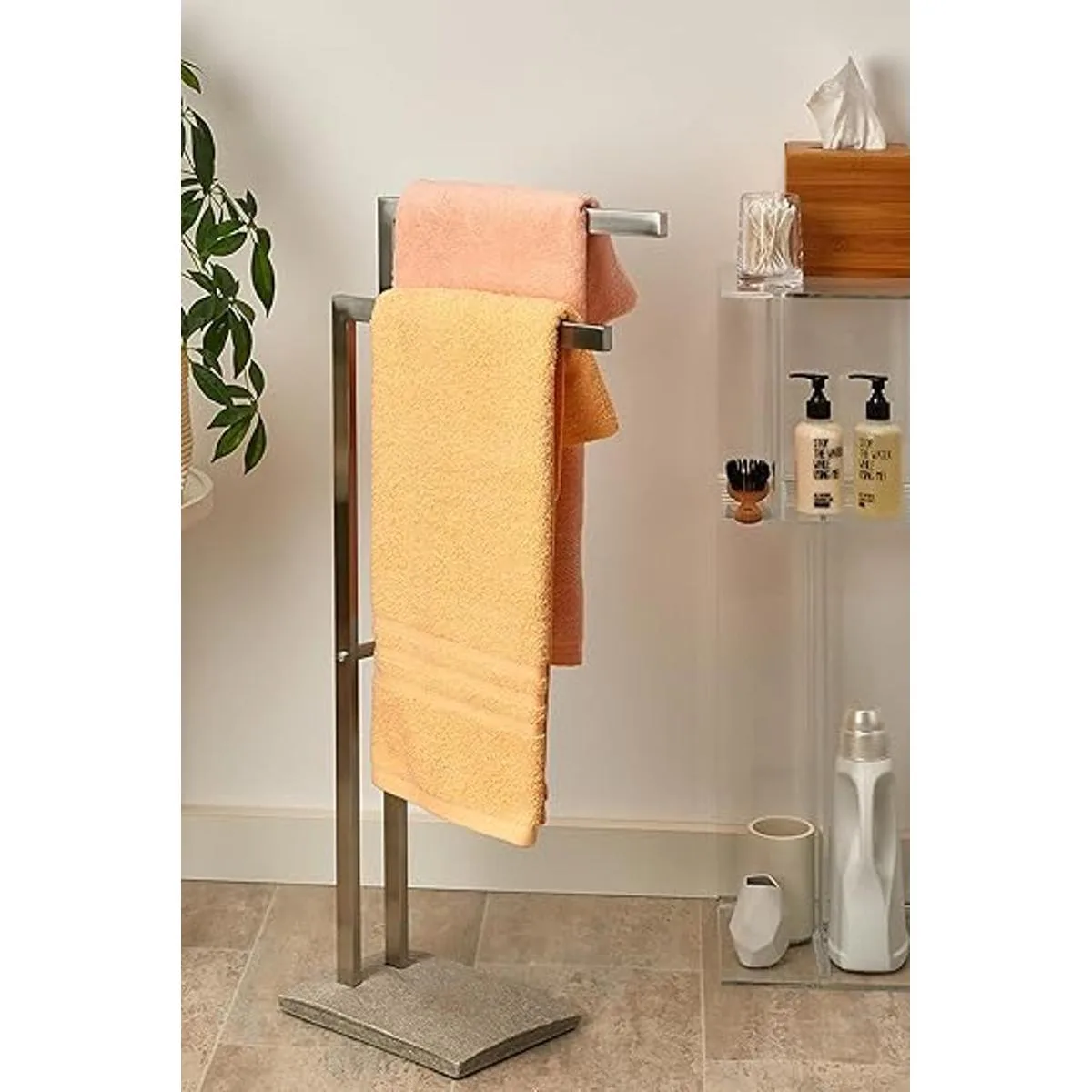 WENKO Granite Hand Towel Holder Stand for Bathroom Double_6