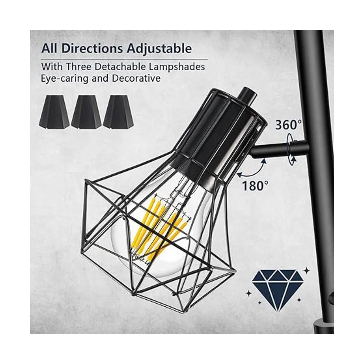 Lámpara de pie industrial regulable luz de pie de árbol_3