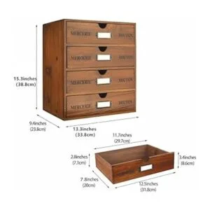 PACKGILO Caja de almacenamiento de madera con cajones_3