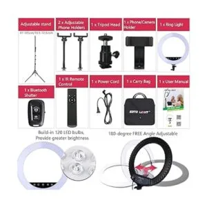 Anillo de luz LED mejorado de 18 pulgadas con soporte para_5