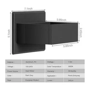 Inowel Lámpara de pared LED para exteriores lámpara de_5