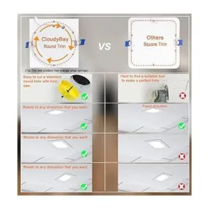 Cloudy Bay Paquete de 6 luces LED empotrables cuadradas_4