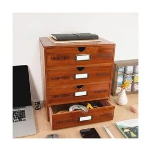 PACKGILO Caja de almacenamiento de madera con cajones_2