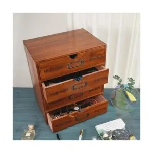 PACKGILO Caja de almacenamiento de madera con cajones_4