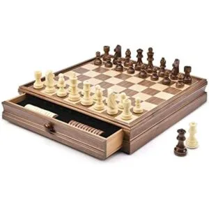 AMEROUS Juego de ajedrez y damas de madera de 15 x 15_1
