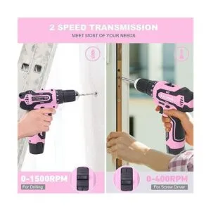 FASTPRO Juego de taladro rosa de 175 piezas de 12 V_4