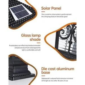 PTOUG Lámpara solar LED de casquillo de poste IP65_2