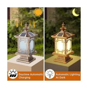 PTOUG Luz solar LED para exteriores lámpara de poste de_3