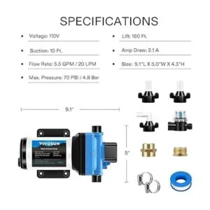 VIVOSUN Bomba de presión de agua bomba de agua de_6