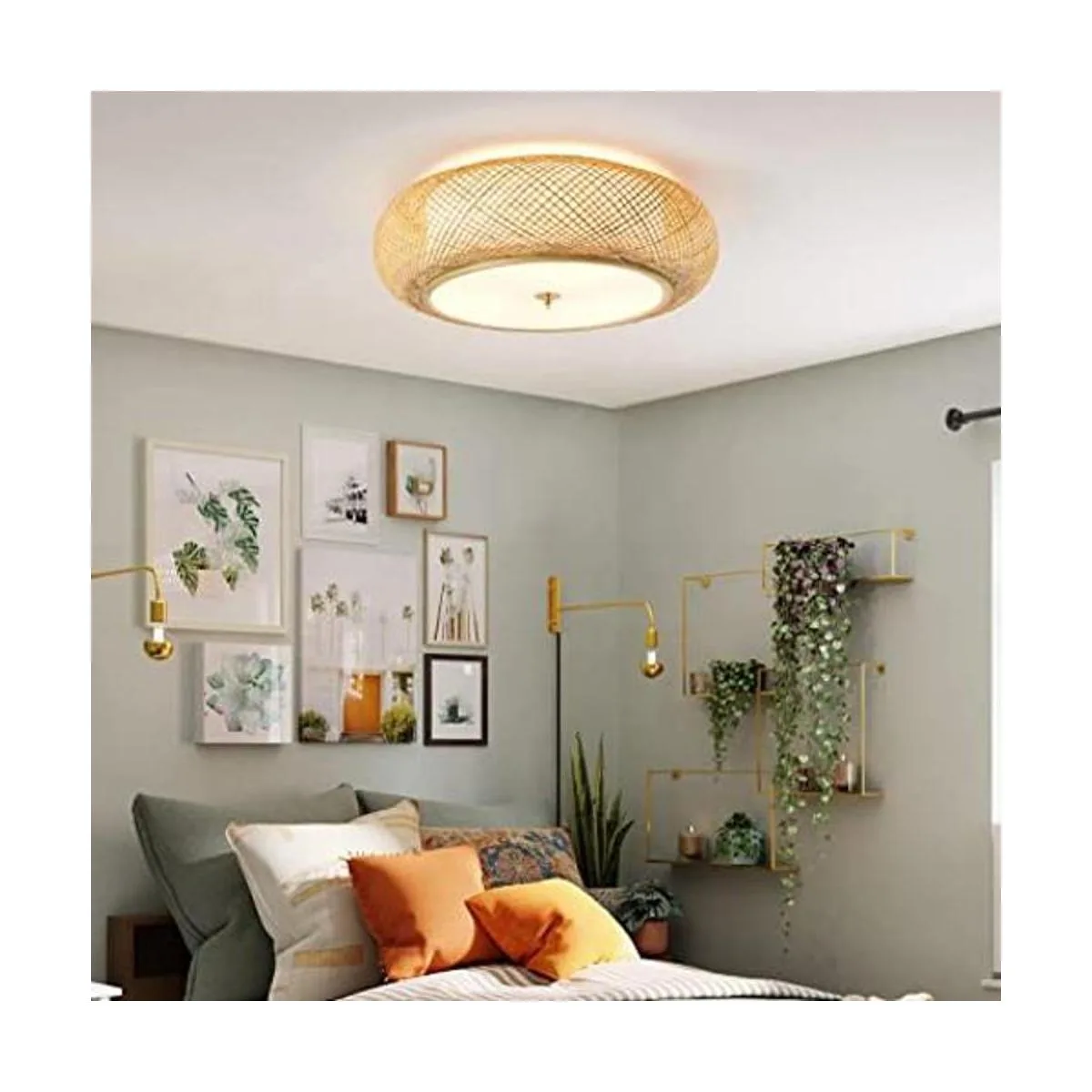 Aeyee Lámpara de techo de bambú tejida a mano 3 luces_1