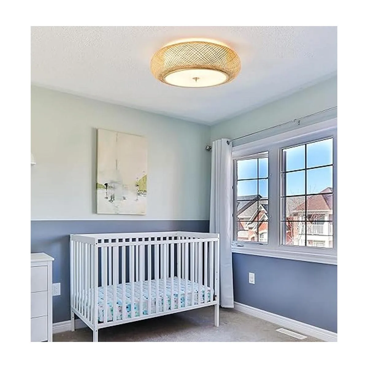 Aeyee Lámpara de techo de bambú tejida a mano 3 luces_2