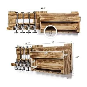 Homde Estante de vino de madera montado en la pared con_4
