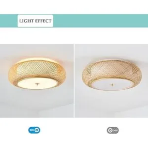 Aeyee Lámpara de techo de bambú tejida a mano 3 luces_3