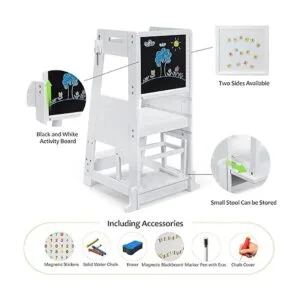 TOETOL Taburete de bambú para niños pequeños diseño de_5