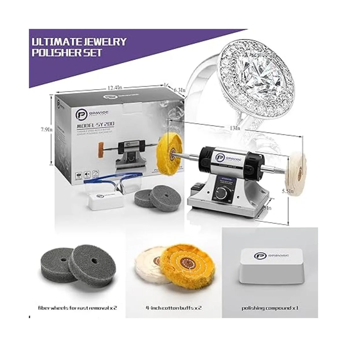 OPAVIOC Pulidora de joyas pulidora y pulidora de banco de_4
