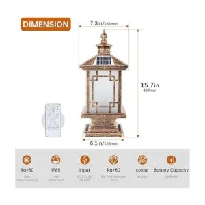 PTOUG Luz solar LED para exteriores lámpara de poste de_5