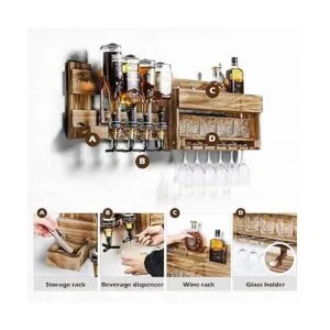 Homde Estante de vino de madera montado en la pared con_3