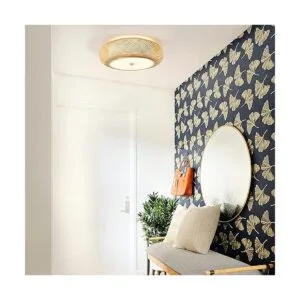 Aeyee Lámpara de techo de bambú tejida a mano 3 luces_4