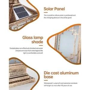 PTOUG Luz solar LED para exteriores lámpara de poste de_2