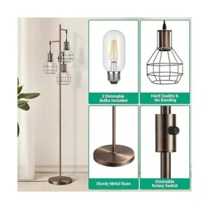 EDISHINE Lámpara de pie industrial regulable lámpara de_2