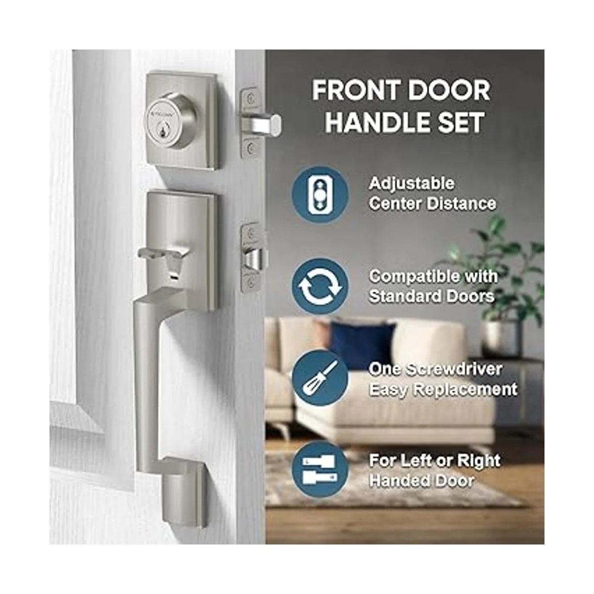 TICONN Juego de manijas de puerta delantera palanca de_6