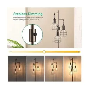 EDISHINE Lámpara de pie industrial regulable lámpara de_3