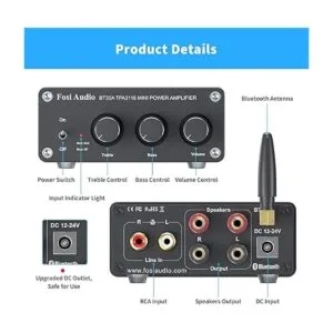 Fosi Audio BT20A Bluetooth 5.0 Audio estéreo 2 canales_2