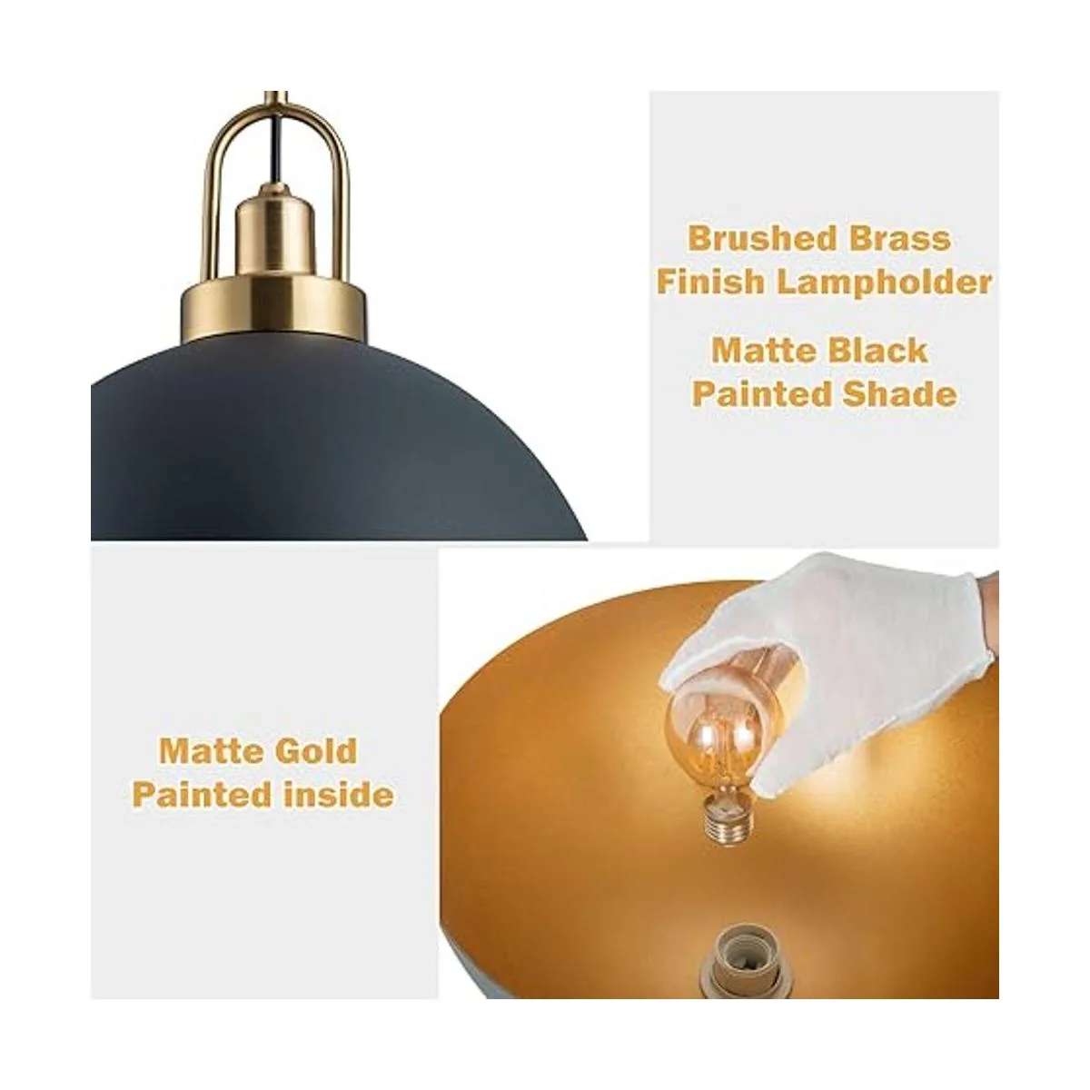 Lámpara colgante vintage de 13.58 pulgadas cúpula rústica_5