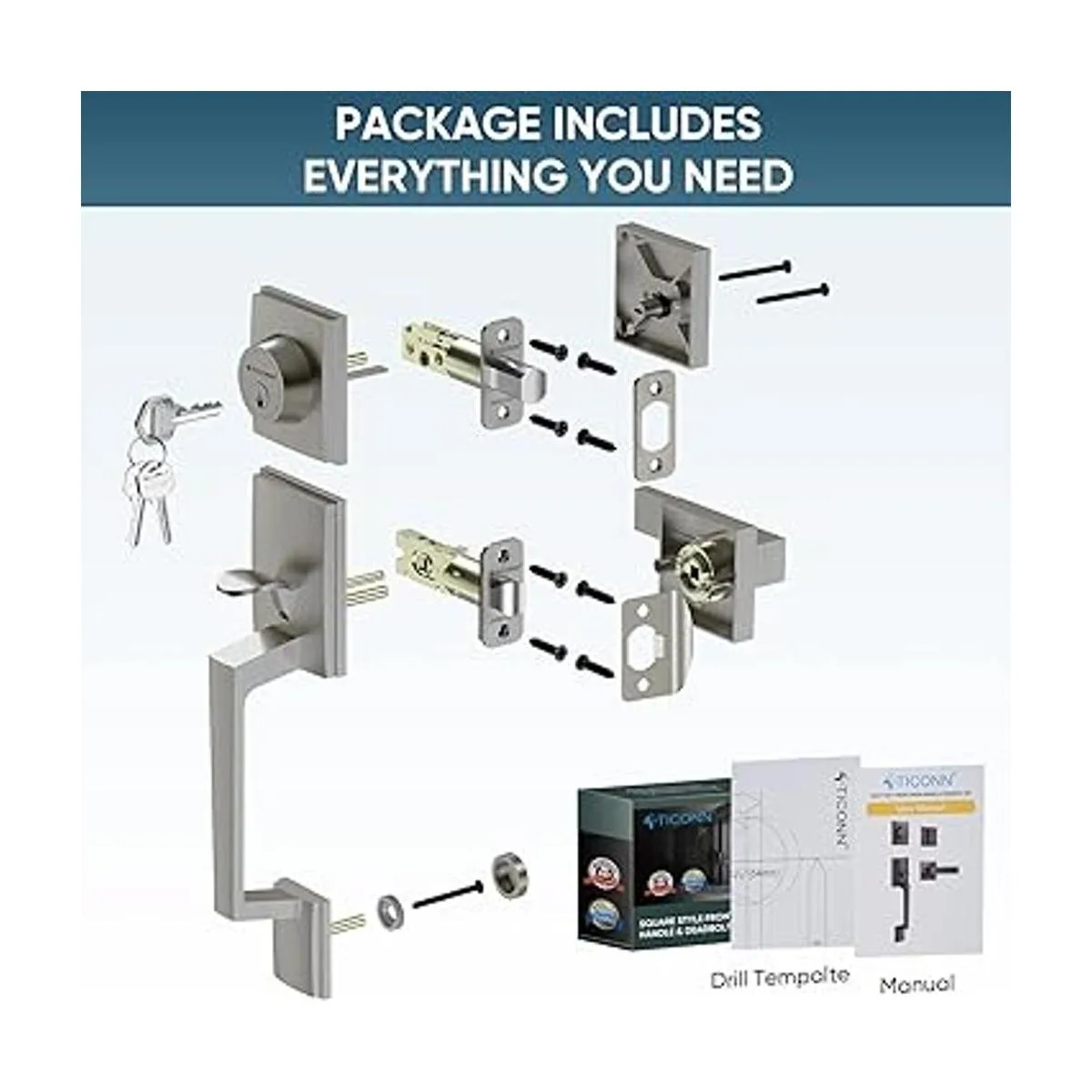 TICONN Juego de manijas de puerta delantera palanca de_5