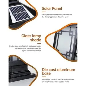 PTOUG Luz solar LED para poste al aire libre lámpara de_2