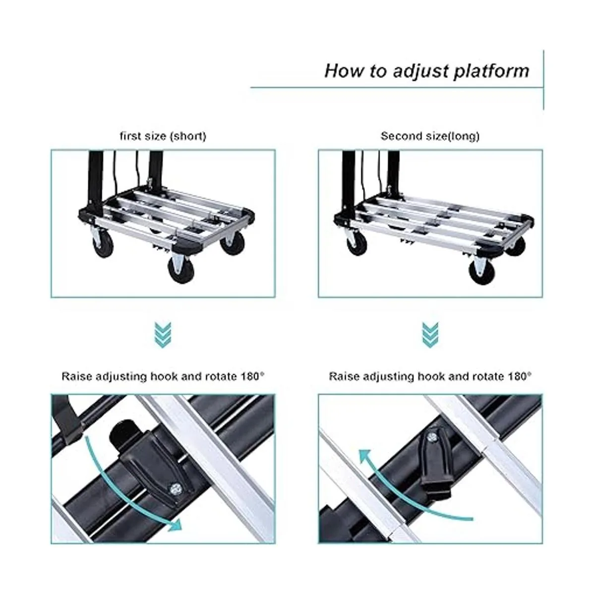 Carro de plataforma plegable de aluminio de longitud_4