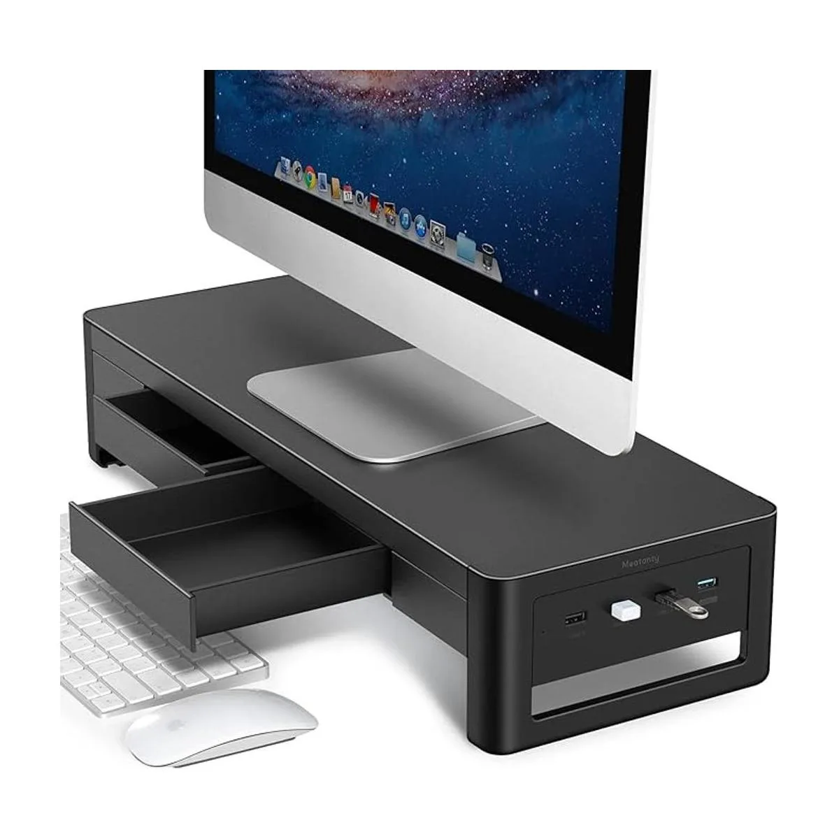 Meatanty Soporte elevador de monitor 2 en 1 con 2 cajones_1