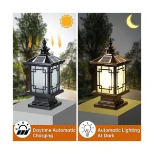 PTOUG Luz solar LED para poste al aire libre lámpara de_3